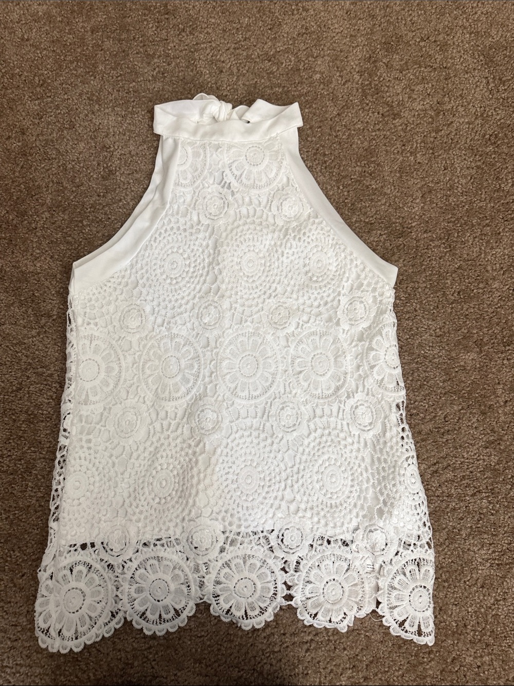 Cupshe White Lace Halter Crochet Camisole